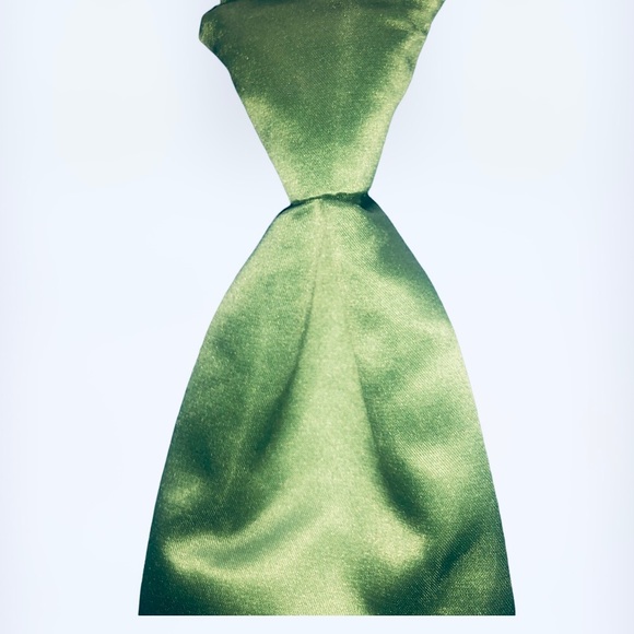 Beautiful Bright Grass Green Satin Formal Windsor Tie w/Adjustable Neckband - Picture 3 of 4